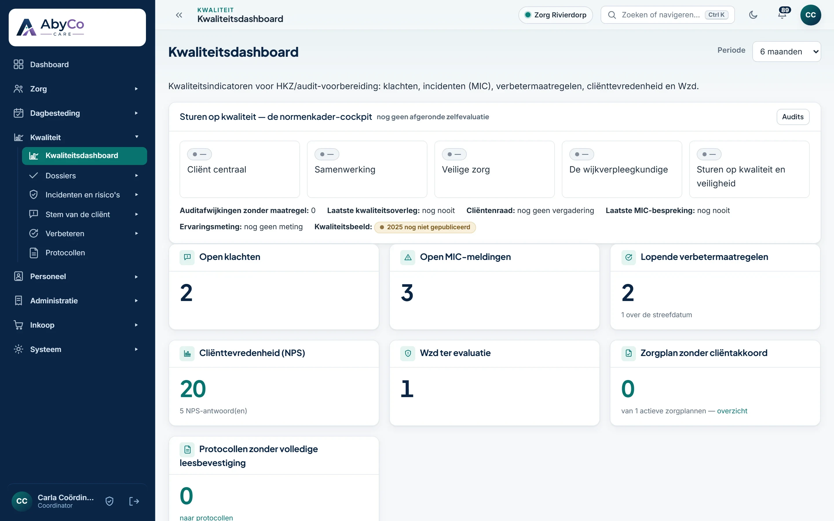 Het kwaliteitsdashboard: open klachten, MIC-meldingen, verbetermaatregelen, cliënttevredenheid en protocollen zonder volledige leesbevestiging